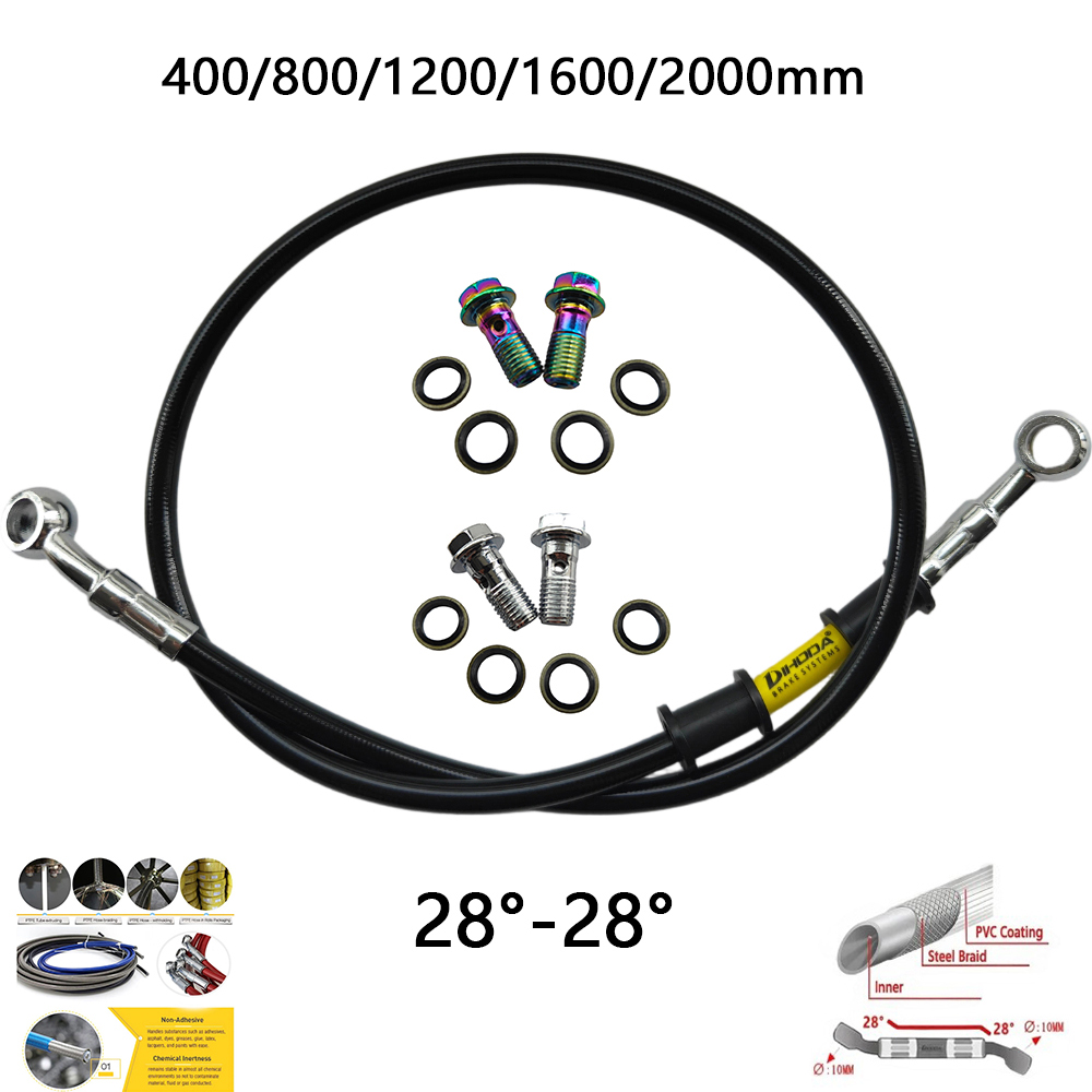 Braided Line - 28°-28° Black Braided Stainless Steel M10