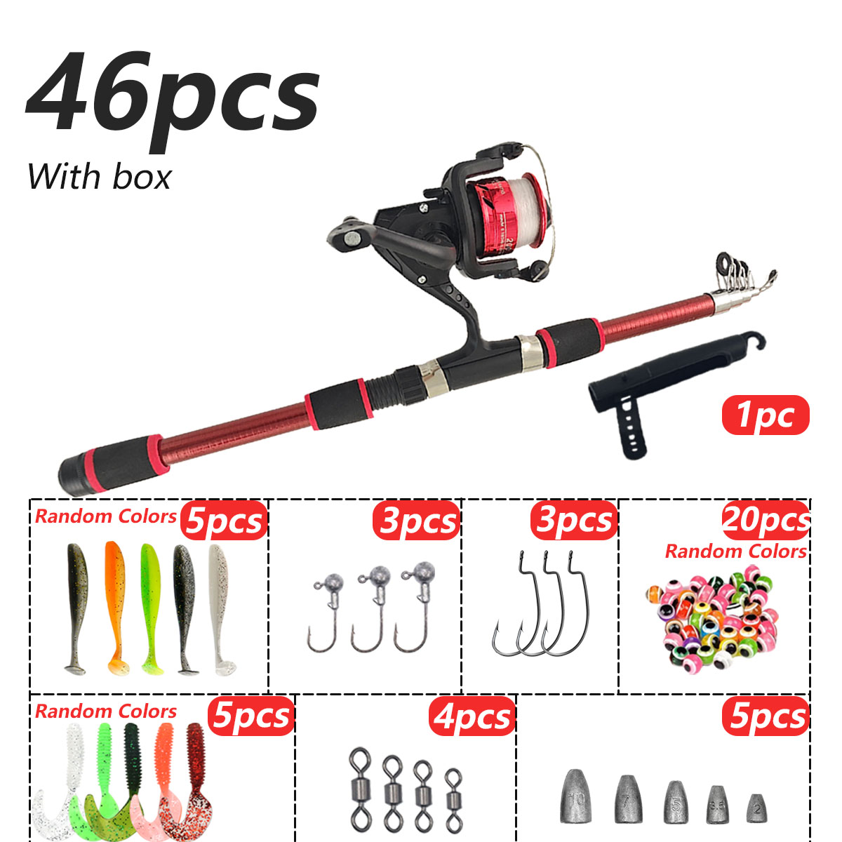 46Pcs Telescopic Fishing Rod R - Freshwater Line review and price