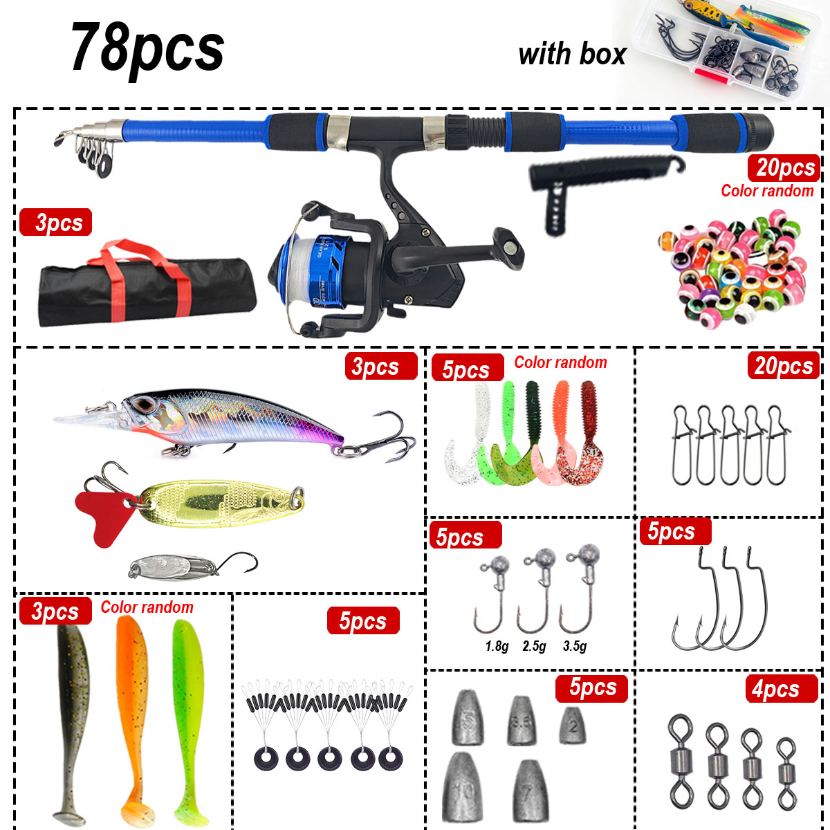 46Pcs Telescopic Fishing Rod R - Freshwater Line review and price